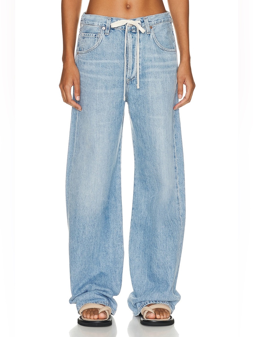 $298 NWOT Citizens Of Humanity “Brynn” Drawstring Trouser Jean in Blue Sz 28